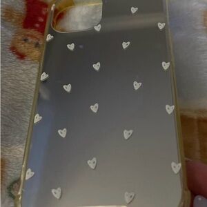 SHEIN IPHONE 13 Transparent Phone Case with White Hearts